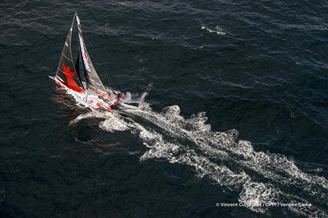 Maitre Coq, skipper Jeremie Beyou (FRA) Aerial illustration of start of the Vendee Globe, in Les Sables d'Olonne, France, on November 6th, 2016 © Vincent Curutchet / DPPI / Vendée Globe 